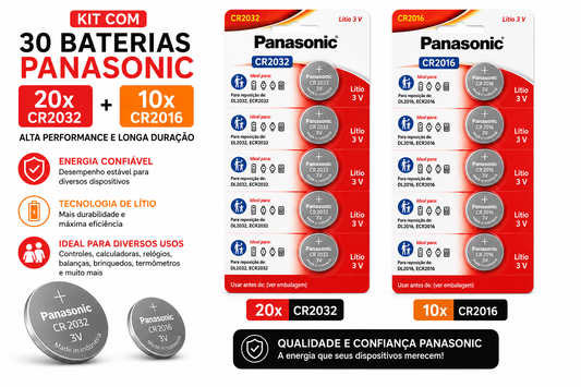 30 baterias (20 CR2032 10 CR2016) Panasonic