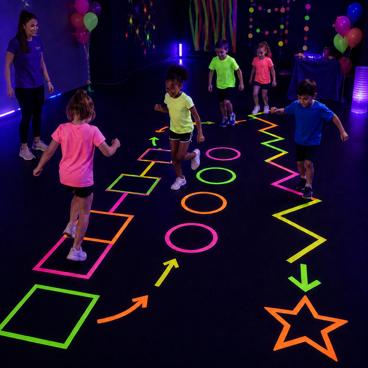 KIT COM 4 FITAS CREPE FLUORESCENTES NEON – 18mm x 50 METROS CADA