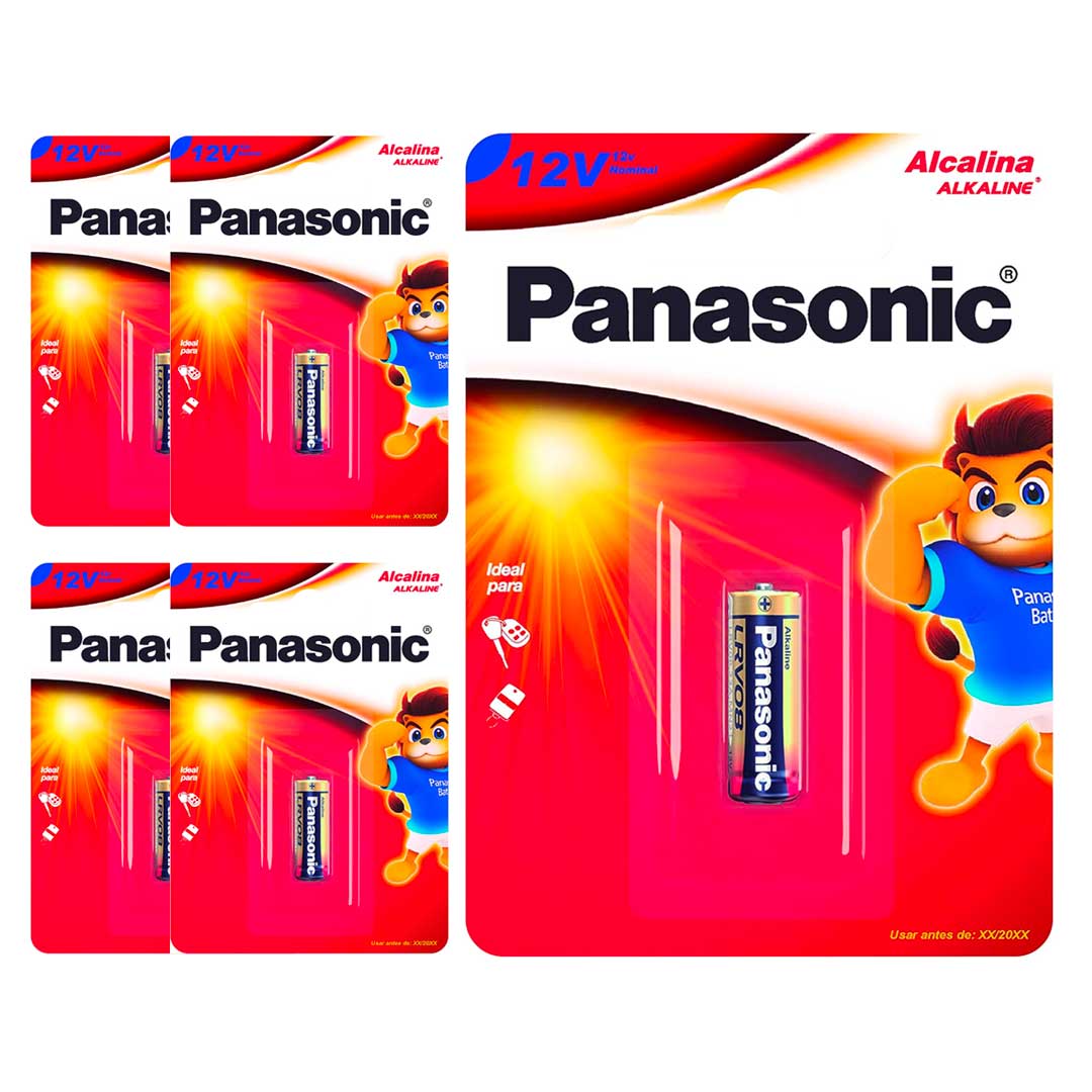 5 Baterias Alcalinas 12v Panasonic Lrv08-1b