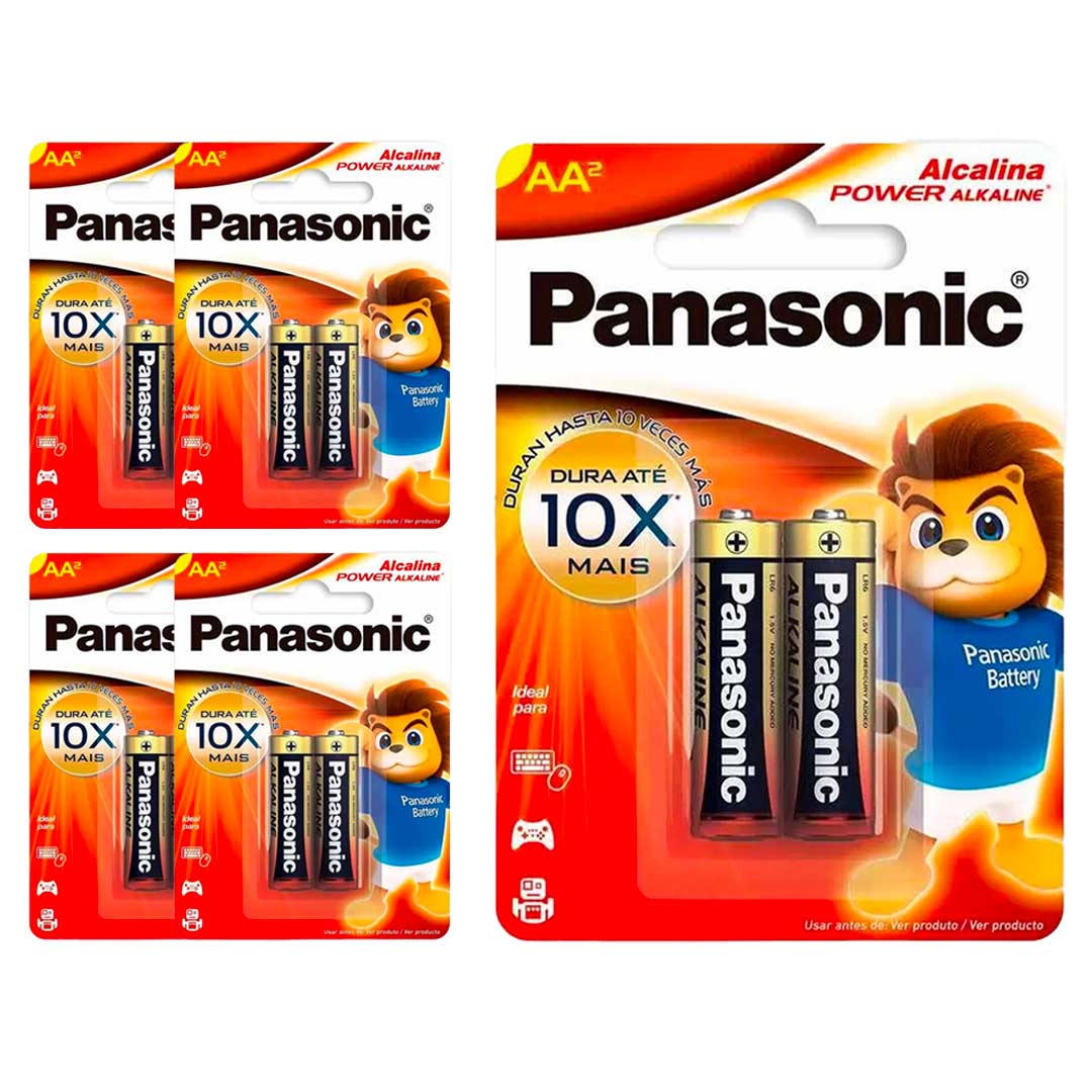 10 Pilhas Alcalinas Aa Panasonic (5 Cart)
