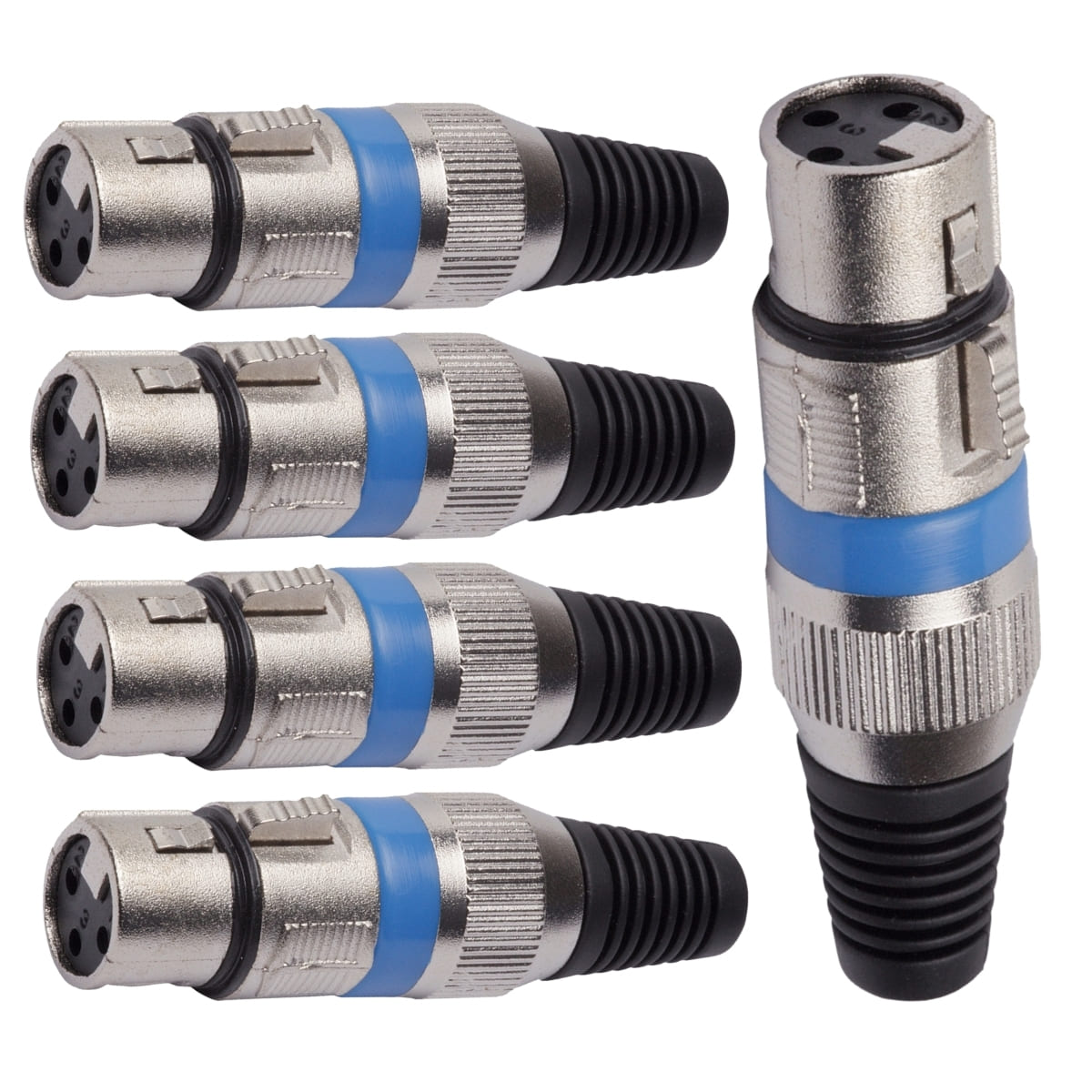 Conector Xlr Femea Linha Azul Corpo Metalico Storm 05 Unidades [F108]