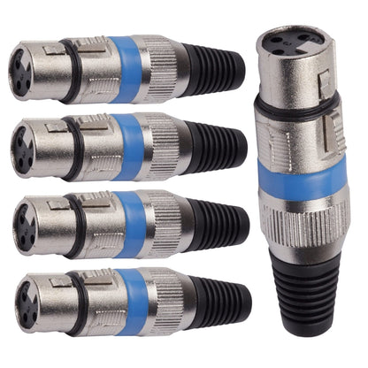 Conector Xlr Femea Linha Azul Corpo Metalico Storm 05 Unidades [F108]