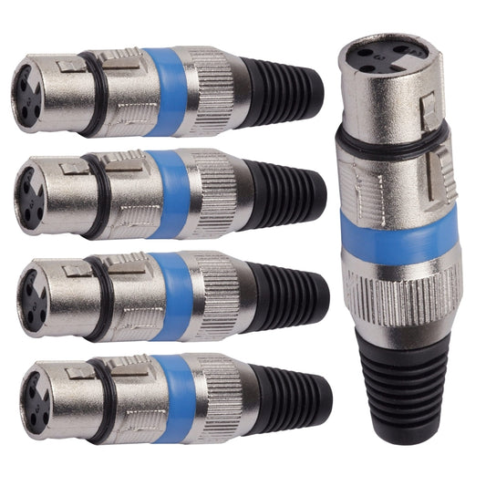 Conector Xlr Femea Linha Azul Corpo Metalico Storm 05 Unidades [F108]