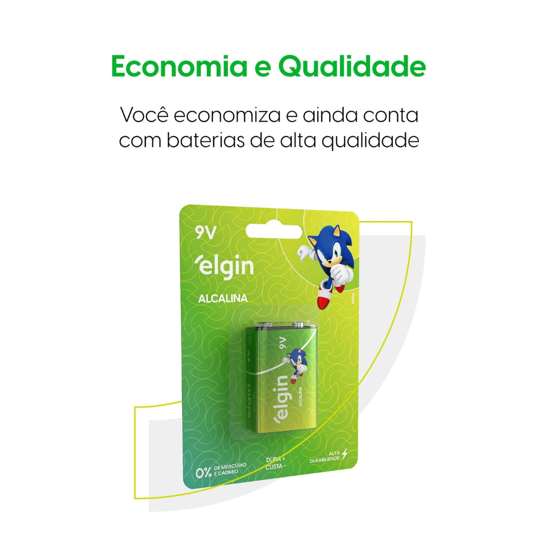 Bateria Alcalina 9v Elgin Cartela 01 Unidade [F108]
