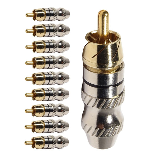 Conector Linha Rca Macho Metal Preto Storm 10 Unidades [F108]