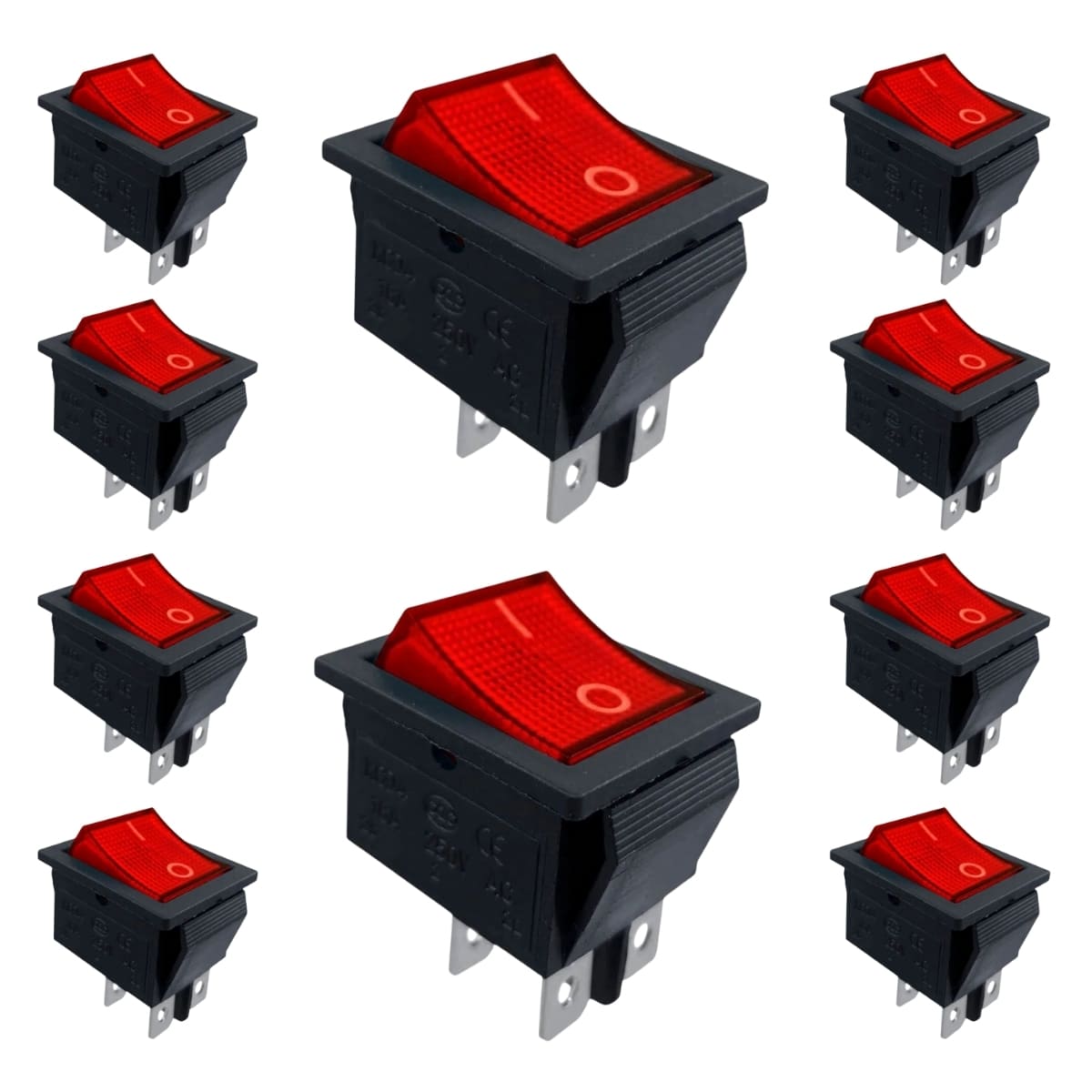 Chave Kcd4 4 Terminais Vermelha 15a 250vac Storm (10 Un) [F108]