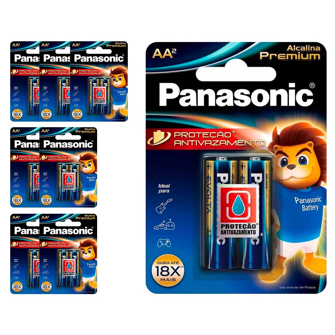 16 Pilhas Alcalinas Premium Aa Panasonic (8 Cart)