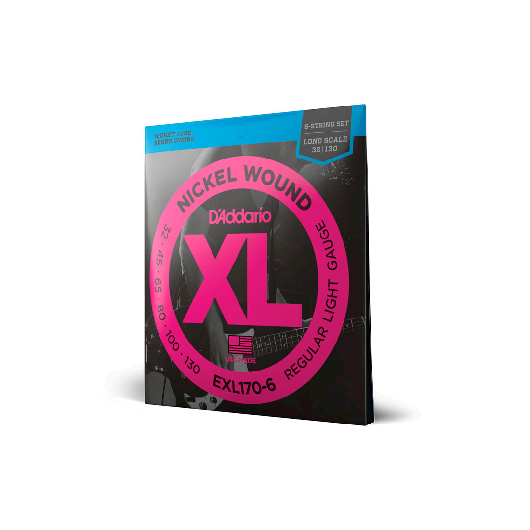 Encordoamento Para Baixo D Addario Xl Nickel Wound Exl170-6 6 Cordas Escala Longa .032-.130 [F108]