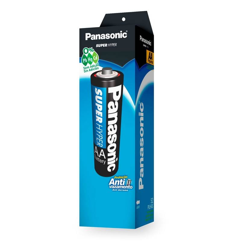 Pilha Comum Aa Pequena Panasonic Tubo Com 52 Unidades Um-3sh936 [F108]