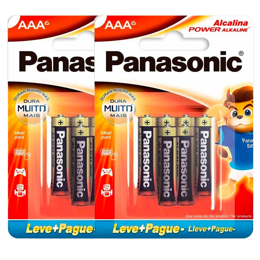 12 Pilhas Alcalinas Aaa Panasonic (2 Cart)