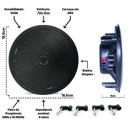 Kit Arandela Coaxial 6p 70w 8r Redonda Pt Leson [F108]
