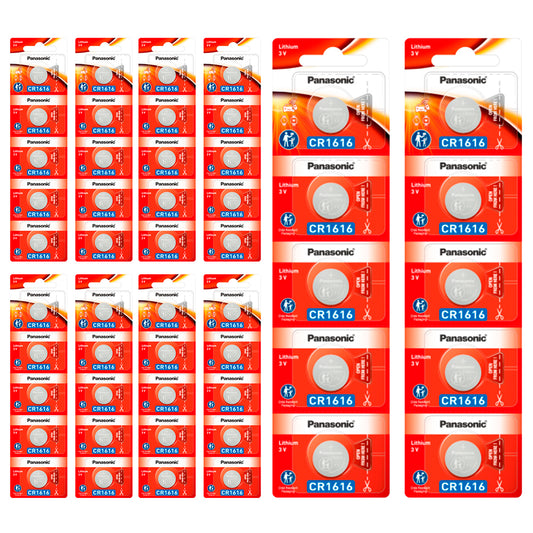 50 Baterias CR1616 Panasonic (10 cartelas)