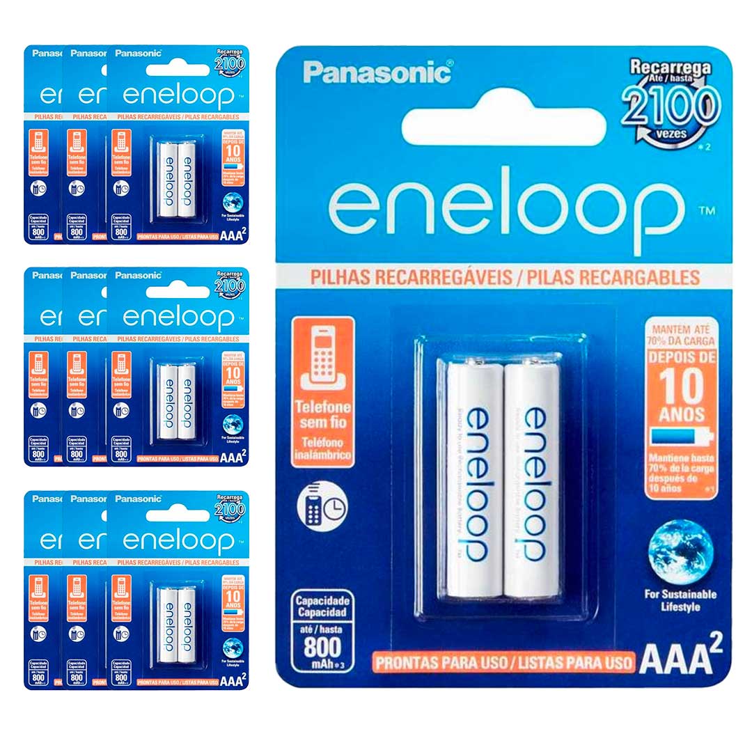 20 Pilhas Recarregaveis Eneloop Std Aaa Panasonic (10 Cart)