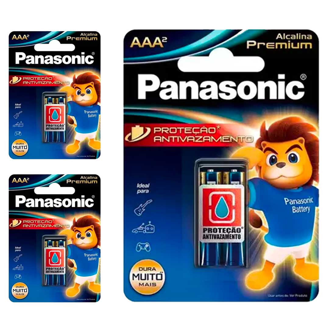 6 Pilhas Alcalinas Premium Aaa Panasonic (3 Cart)
