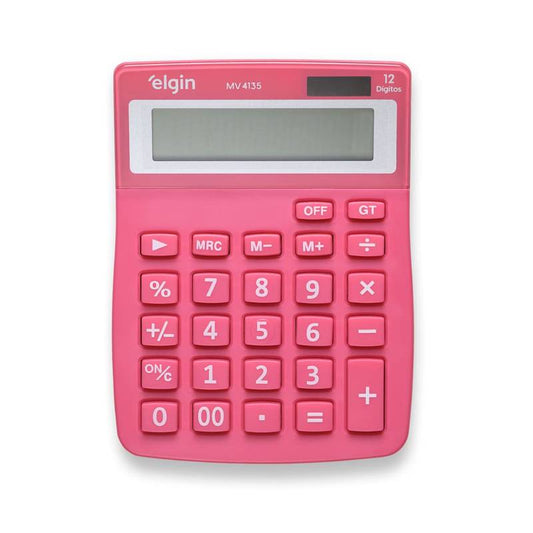 Calculadora Mesa Visor 12 Dig. Rosa Mv4135 Elgin [F108]