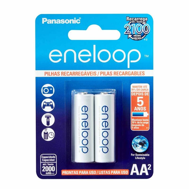 4 Pilhas Recarregaveis Eneloop Std Aa Panasonic (2 Cart)