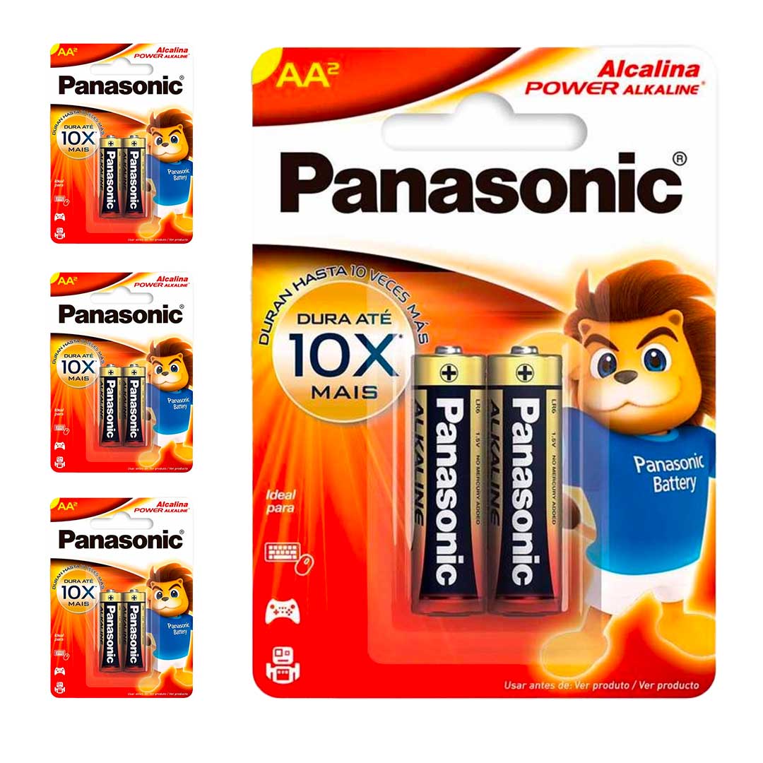 8 Pilhas Alcalinas Aa Panasonic (4 Cart)