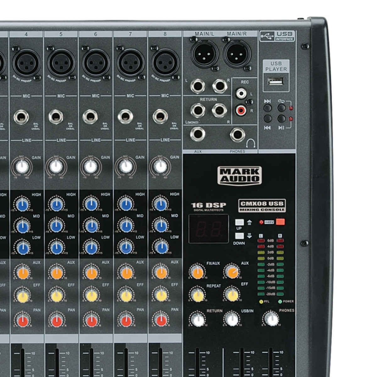 Mesa Som 8 Canais Analógica Usb Cmx08 Mark Audio [F108]