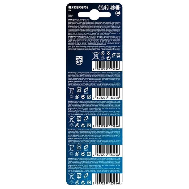Bateria 12v C/ 5 Unidades (8lr932p5b/59) Philips [F108]