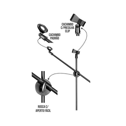 Suporte Boom Duplo P/ Microfone Dsm-01 Dolphin [F108]