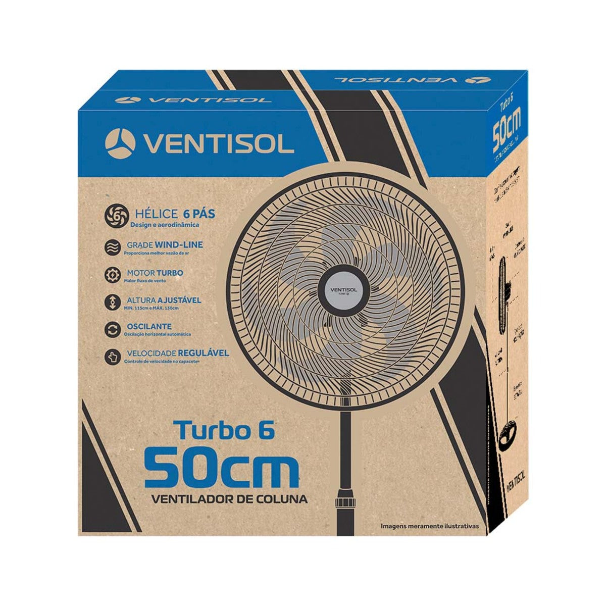 Ventilador Coluna Turbo 50cm 6p 127v Preto Ventisol [F108]