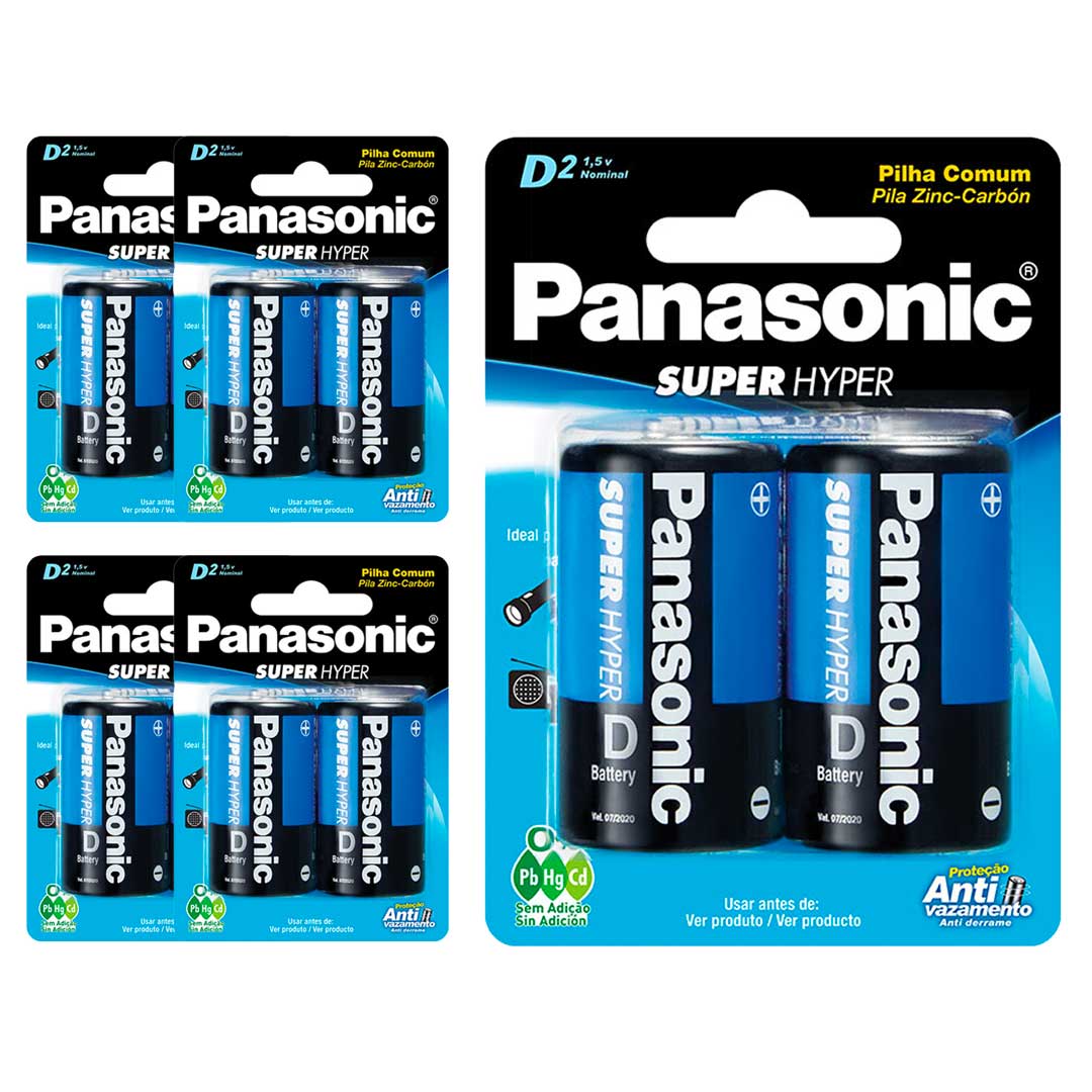 10 Pilhas Comum D Panasonic (5 Cart)