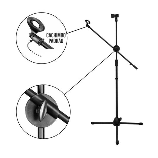 Suporte Boom Duplo P/ Microfone Dsm-01 Dolphin [F108]