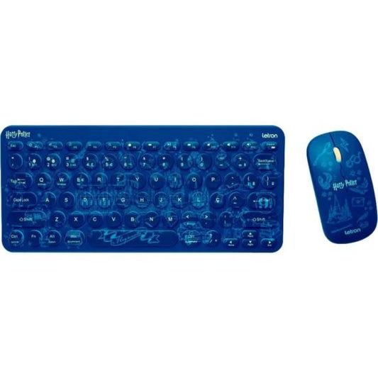 Kit Teclado e Mouse Sem Fio Letron Harry Potter Azul [F002]