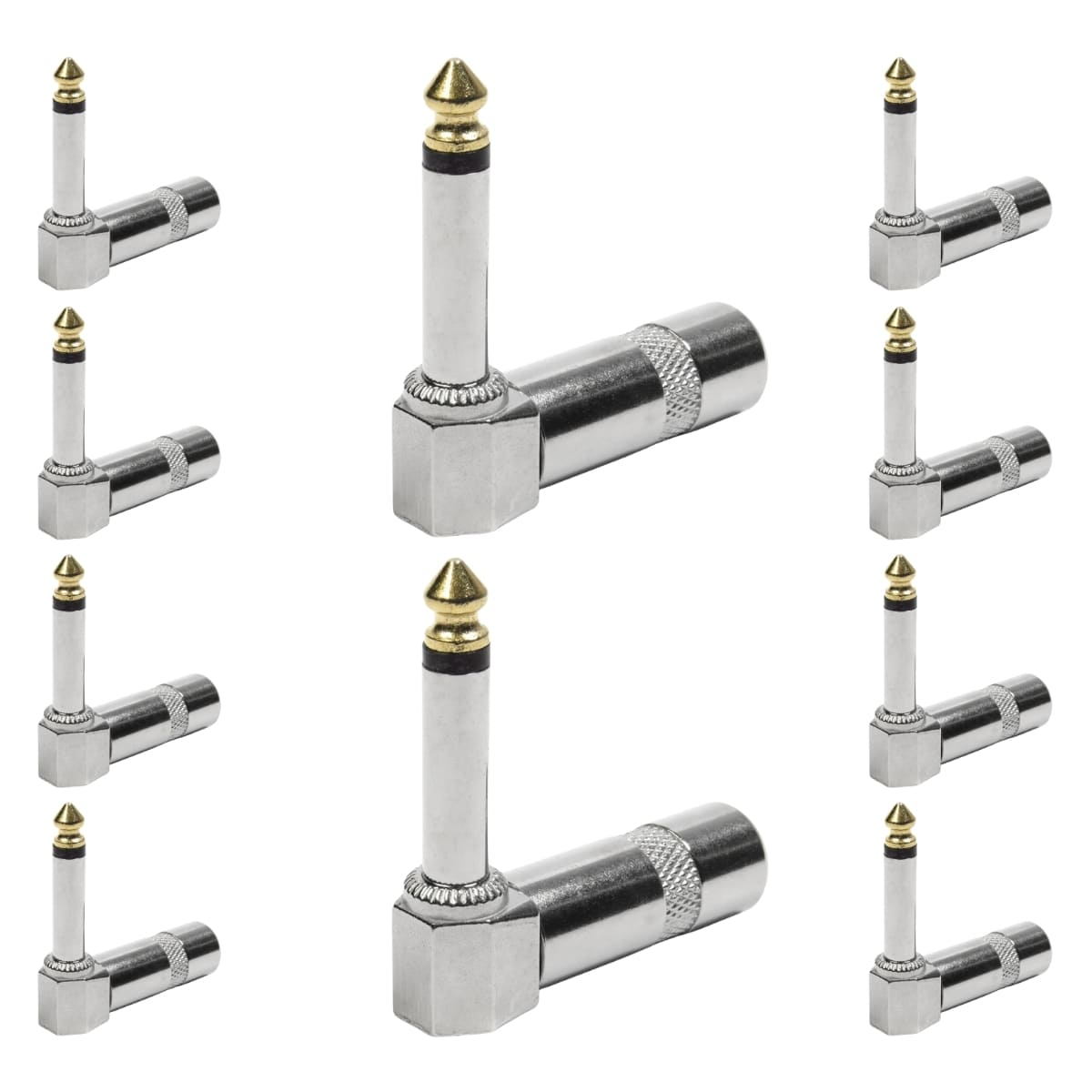 Conector P10 Macho Linha Mono 90 Graus Metal Ponta Gold Storm 10 Unidades [F108]