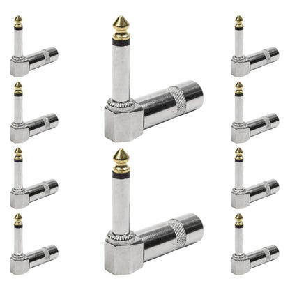 Conector P10 Macho Linha Mono 90 Graus Metal Ponta Gold Storm 10 Unidades [F108]