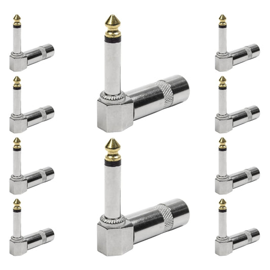 Conector P10 Macho Linha Mono 90 Graus Metal Ponta Gold Storm 10 Unidades [F108]