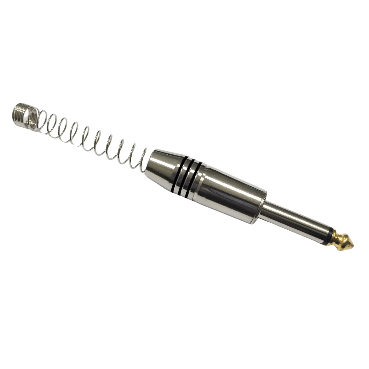 Conector P10 Macho Linha Mono Com Mola Espacada E Ponta Gold Storm 10 Unidades [F108]