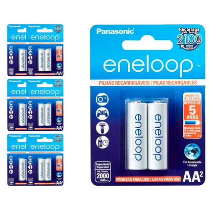 14 Pilhas Recarregaveis Eneloop Std Aa Panasonic (7 Cart)