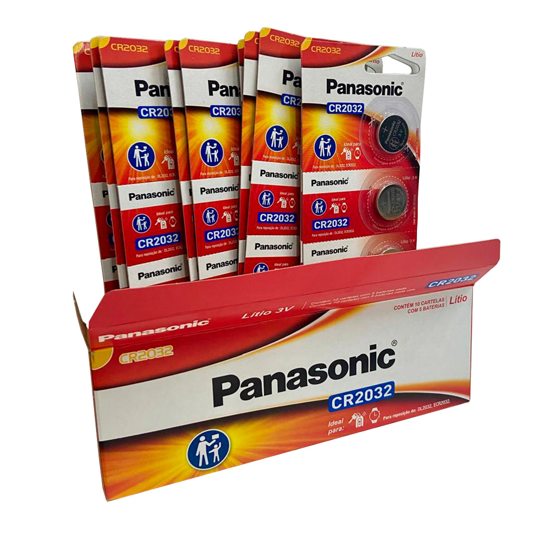 200 Pilhas Baterias Cr2032 3v Panasonic 40 Cartelas