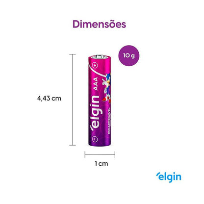 Pilha Recarregável Aaa 900mah Elgin [F108]