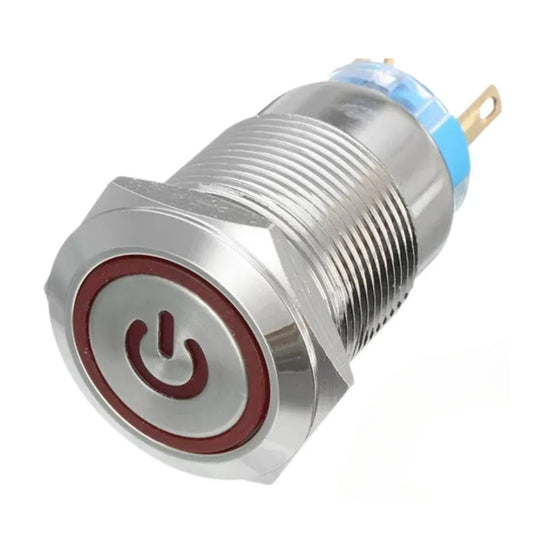 Botão On Off 19mm Prata 220v 3a C/ Led Vermelho 12v Storm [F108]