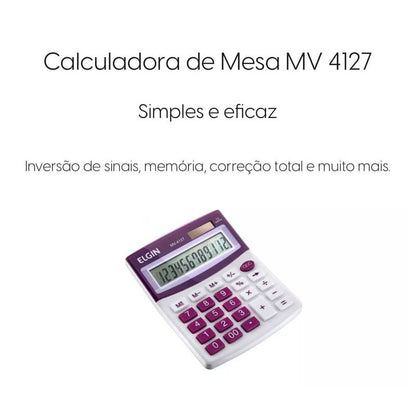 Calculadora Mesa Visor 12 Dig. - Roxa Mv4127 Elgin [F108]