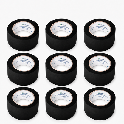 KIT COM 9 FITAS CREPE PRETAS 48MM X 50M