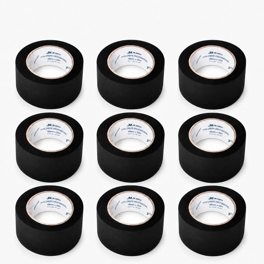 KIT COM 9 FITAS CREPE PRETAS 48MM X 50M