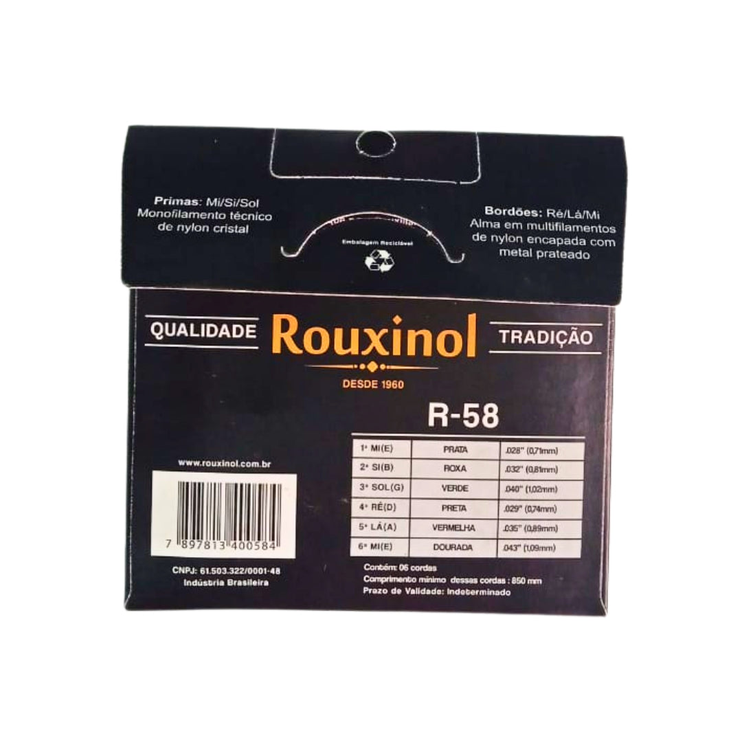Encordoamento Violão R-58 Nylon Cristal Prateada Rouxinol [F108]