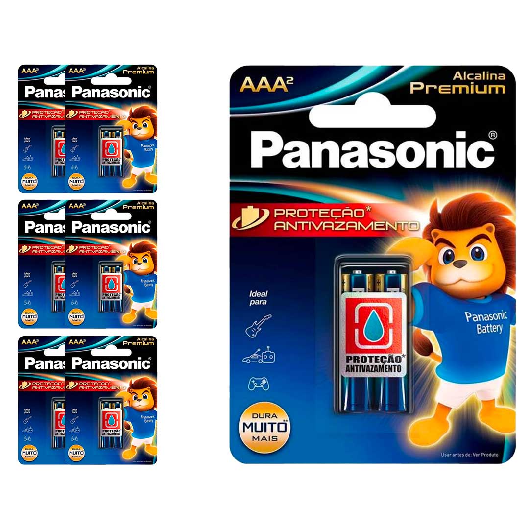 14 Pilhas Alcalinas Premium Aaa Panasonic (7 Cart)
