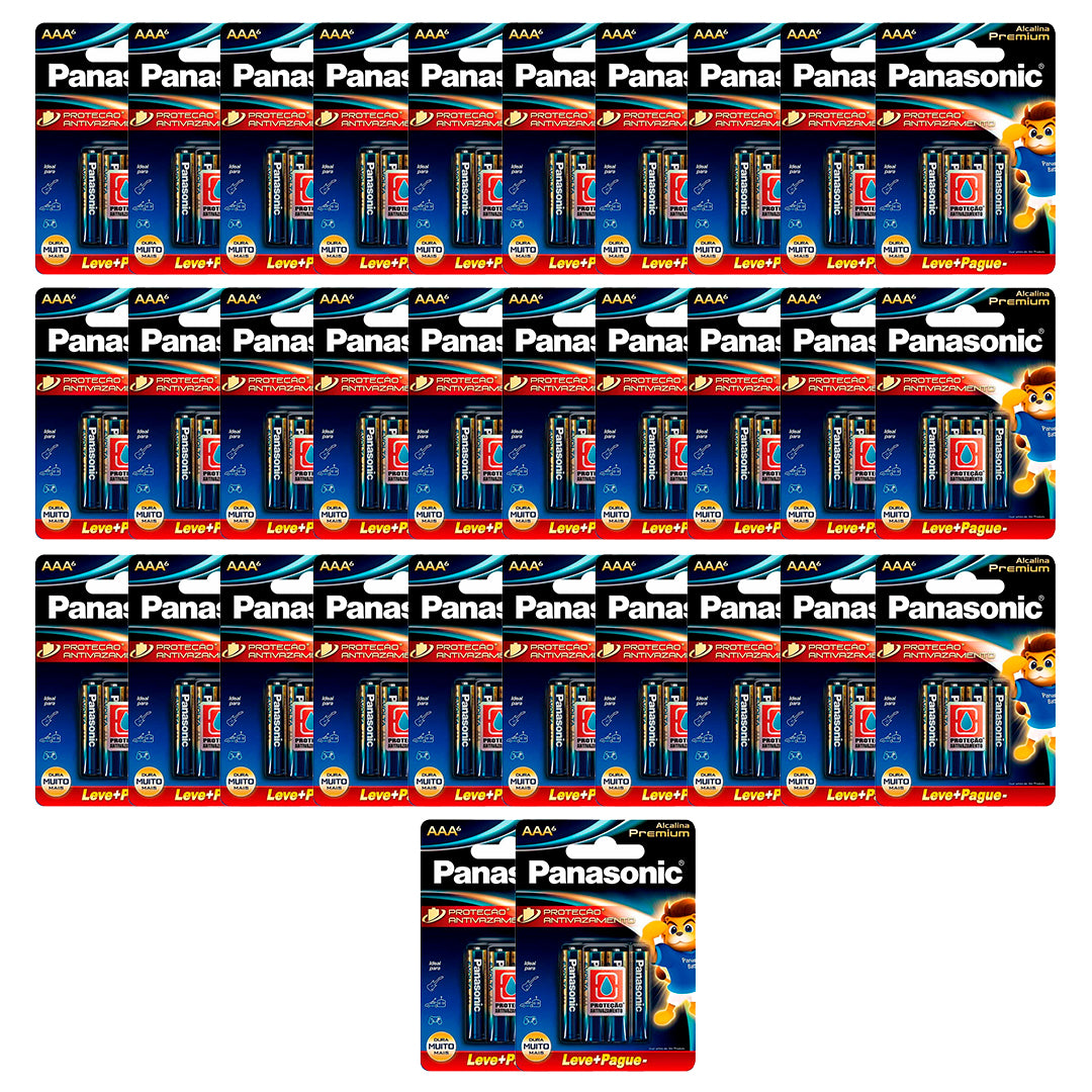 192 Pilhas Alcalinas Premium AAA Panasonic (32 Cartelas C/6 Un)