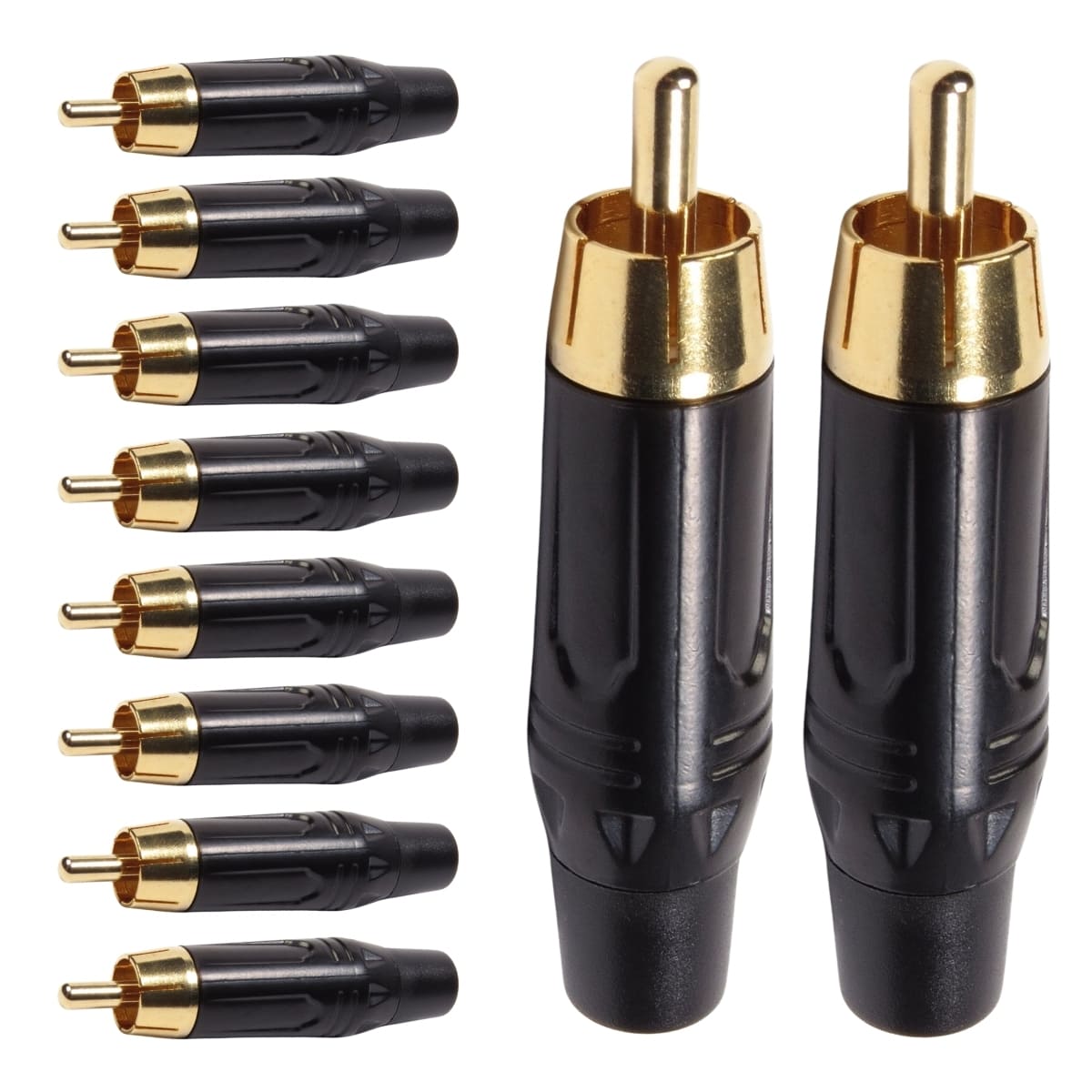 Conector Linha Rca Macho Preto Metal Storm 10 Unidades [F108]