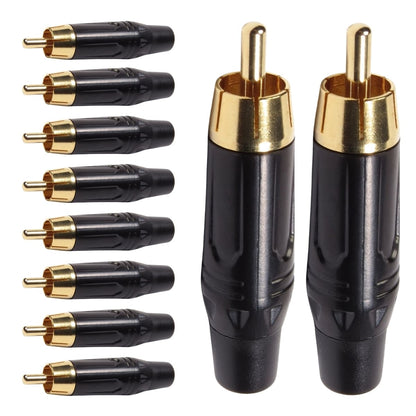 Conector Linha Rca Macho Preto Metal Storm 10 Unidades [F108]