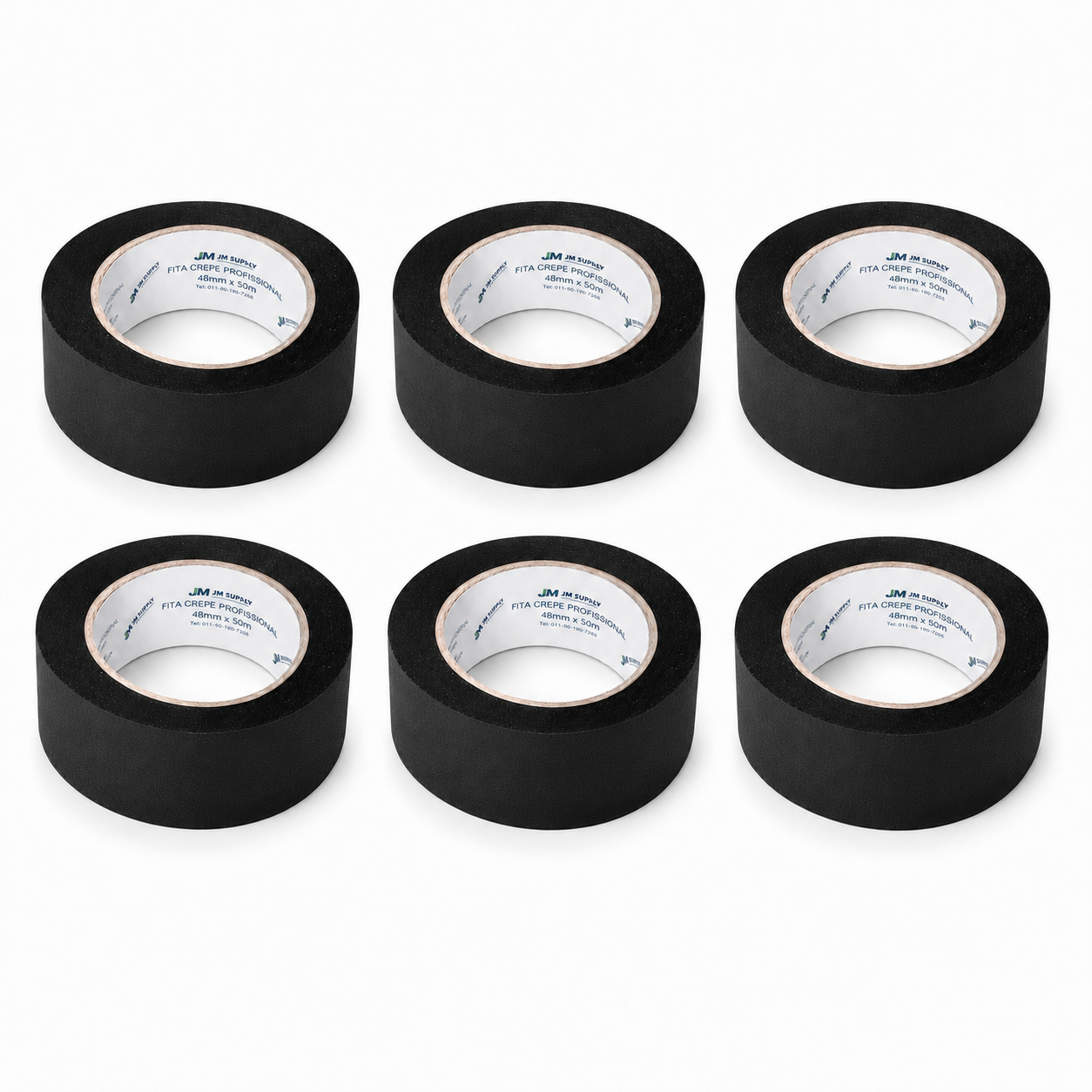 KIT COM 6 FITAS CREPE PRETAS 48MM X 50M