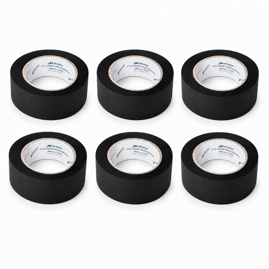 KIT COM 6 FITAS CREPE PRETAS 48MM X 50M