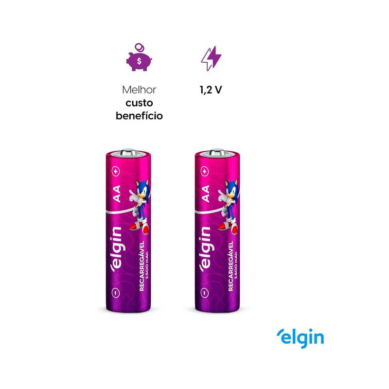 Pilha Recarregável Aa 2500mah Elgin [F108]