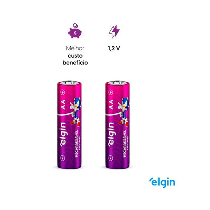 Pilha Recarregável Aa 2500mah Elgin [F108]
