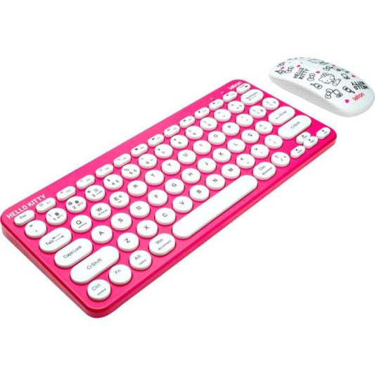 Kit Teclado e Mouse Sem Fio Letron Hello Kitty Rosa [F002]
