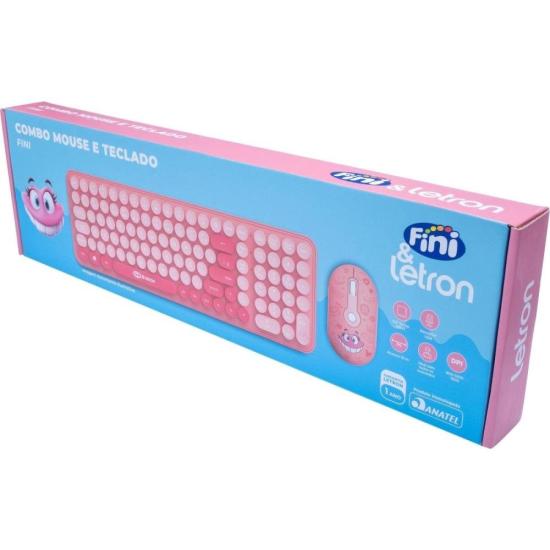 Kit Teclado e Mouse Letron Fini Sem Fio Rosa [F002]